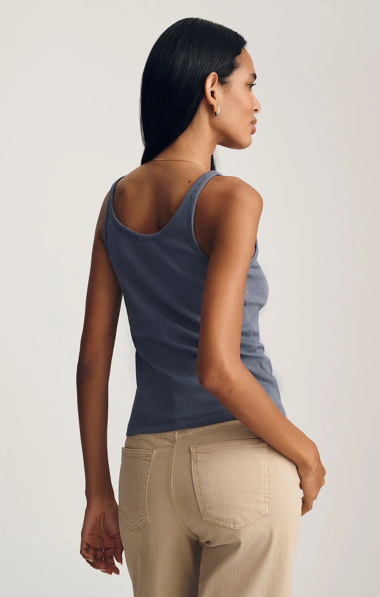 RIBBED SCOOP NECK TANK TOP IN GRISAILLE sold by Mavi product image thumbnail 2