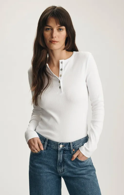 LONG SLEEVE HENLEY T-SHIRT IN WHITE made by Mavi