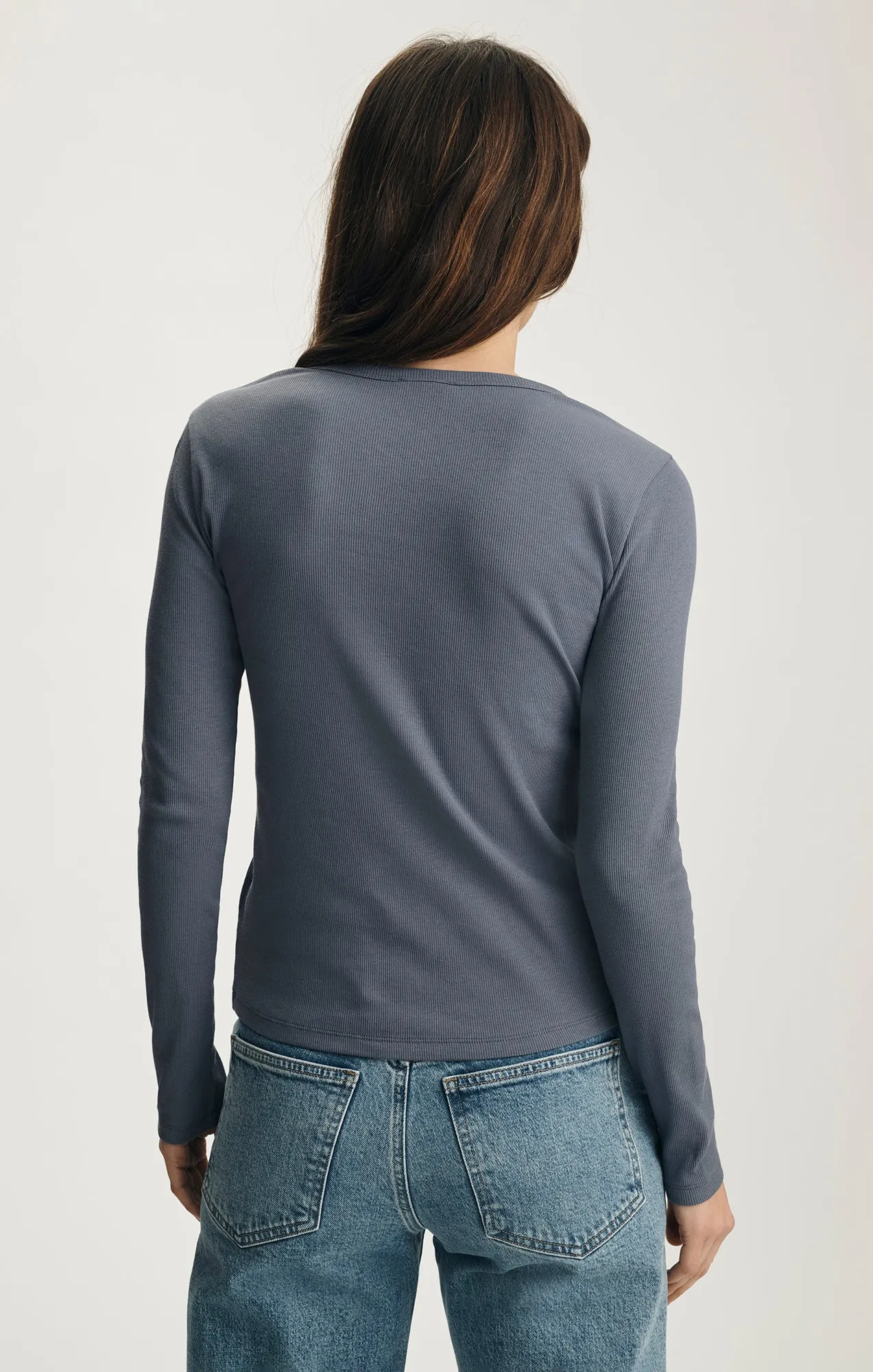 LONG SLEEVE HENLEY T-SHIRT IN GRISAILLE sold by Mavi product image thumbnail 2