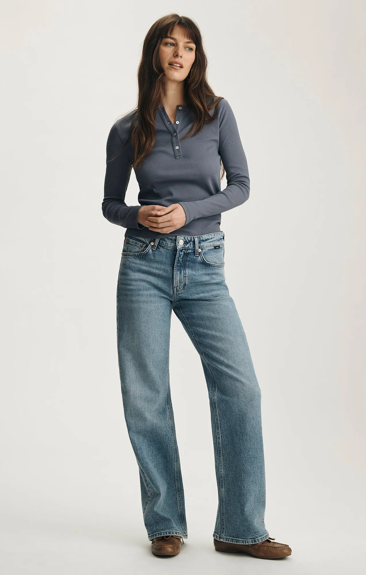 LONG SLEEVE HENLEY T-SHIRT IN GRISAILLE sold by Mavi product image thumbnail 4