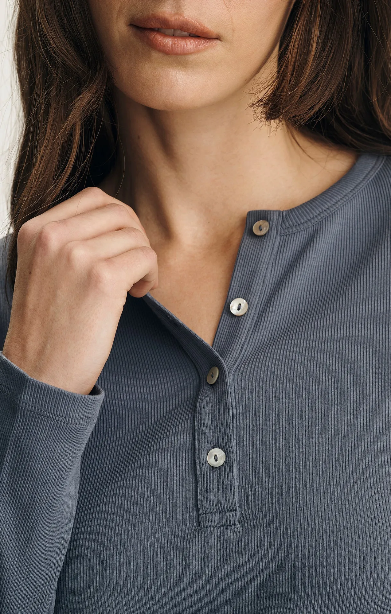 LONG SLEEVE HENLEY T-SHIRT IN GRISAILLE sold by Mavi product image thumbnail 3