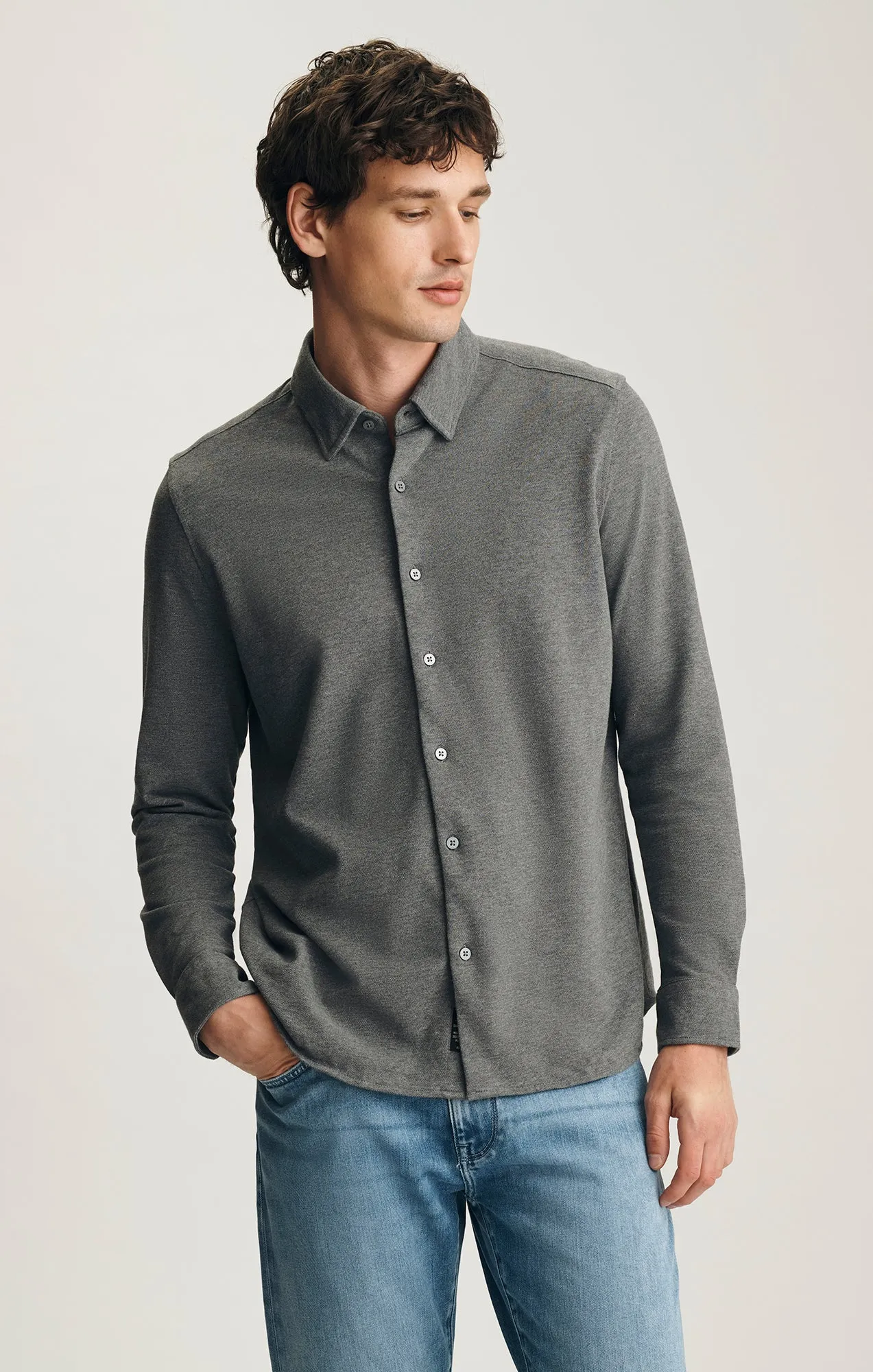 BUTTON-UP SHIRT IN DARK GREY MELANGE sold by Mavi