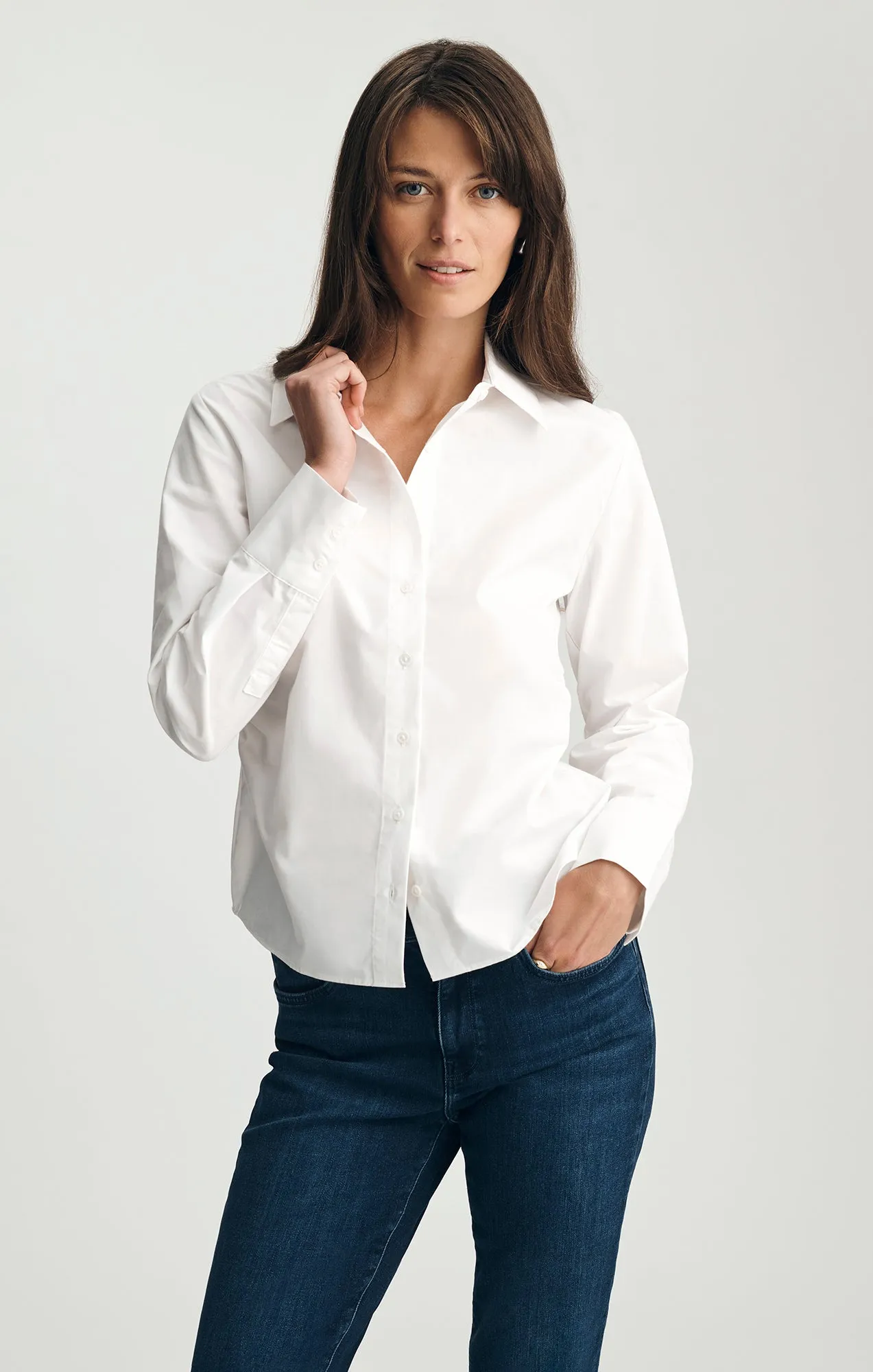 TAILORED LONG SLEEVE BUTTON-UP SHIRT IN WHITE sold by Mavi