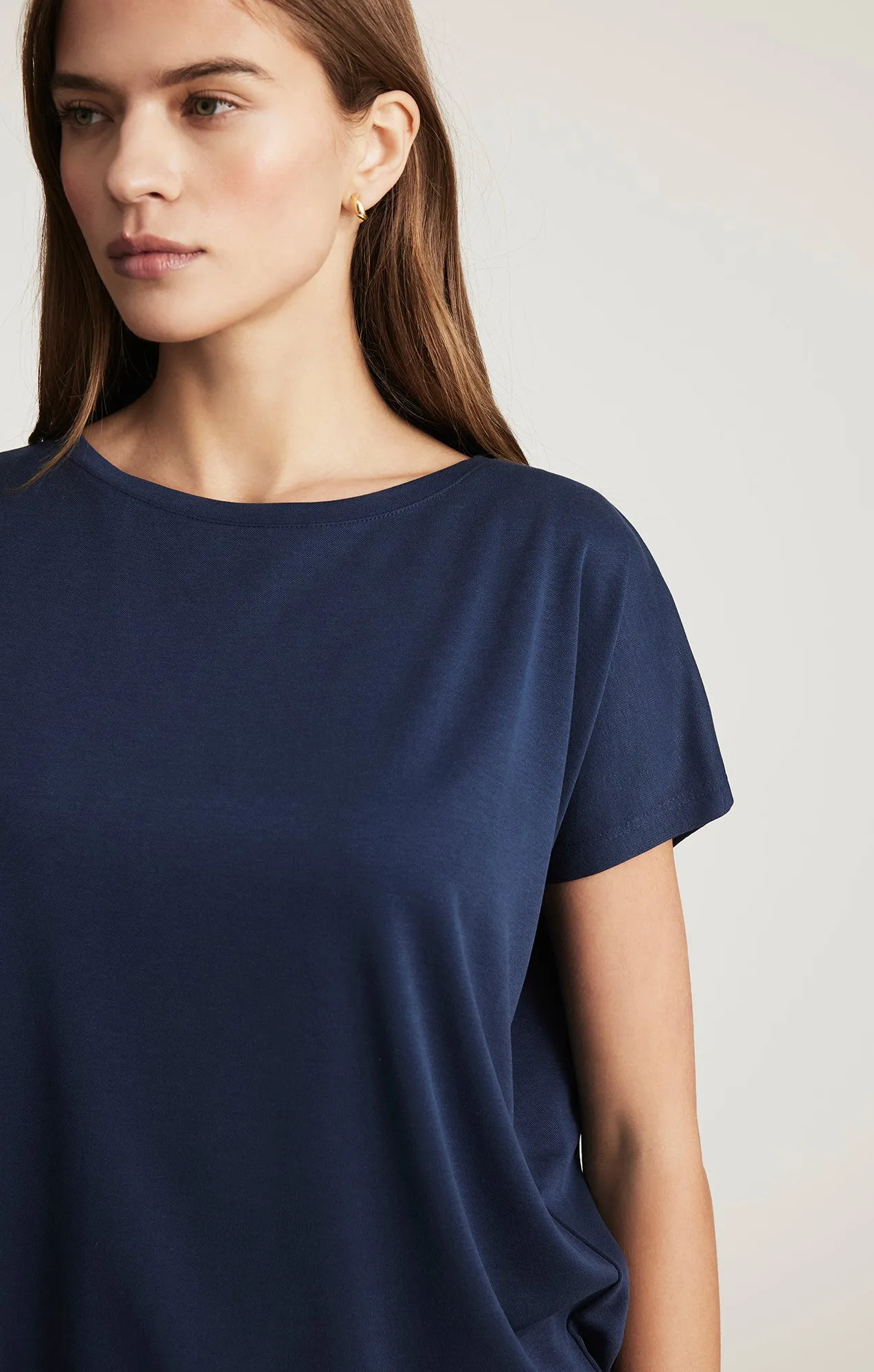LUXE TOUCH TENCEL™ BOAT NECK T-SHIRT IN MOOD INDIGO sold by Mavi product image thumbnail 5