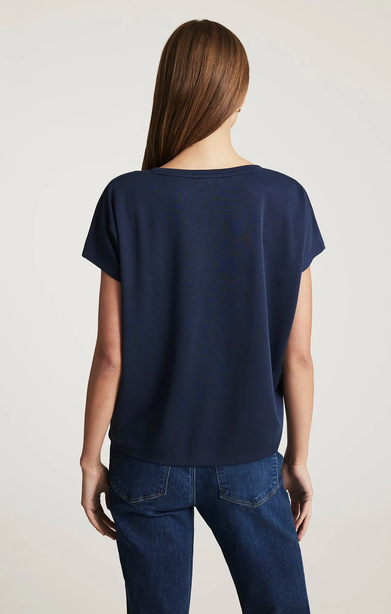 LUXE TOUCH TENCEL™ BOAT NECK T-SHIRT IN MOOD INDIGO sold by Mavi product image thumbnail 3
