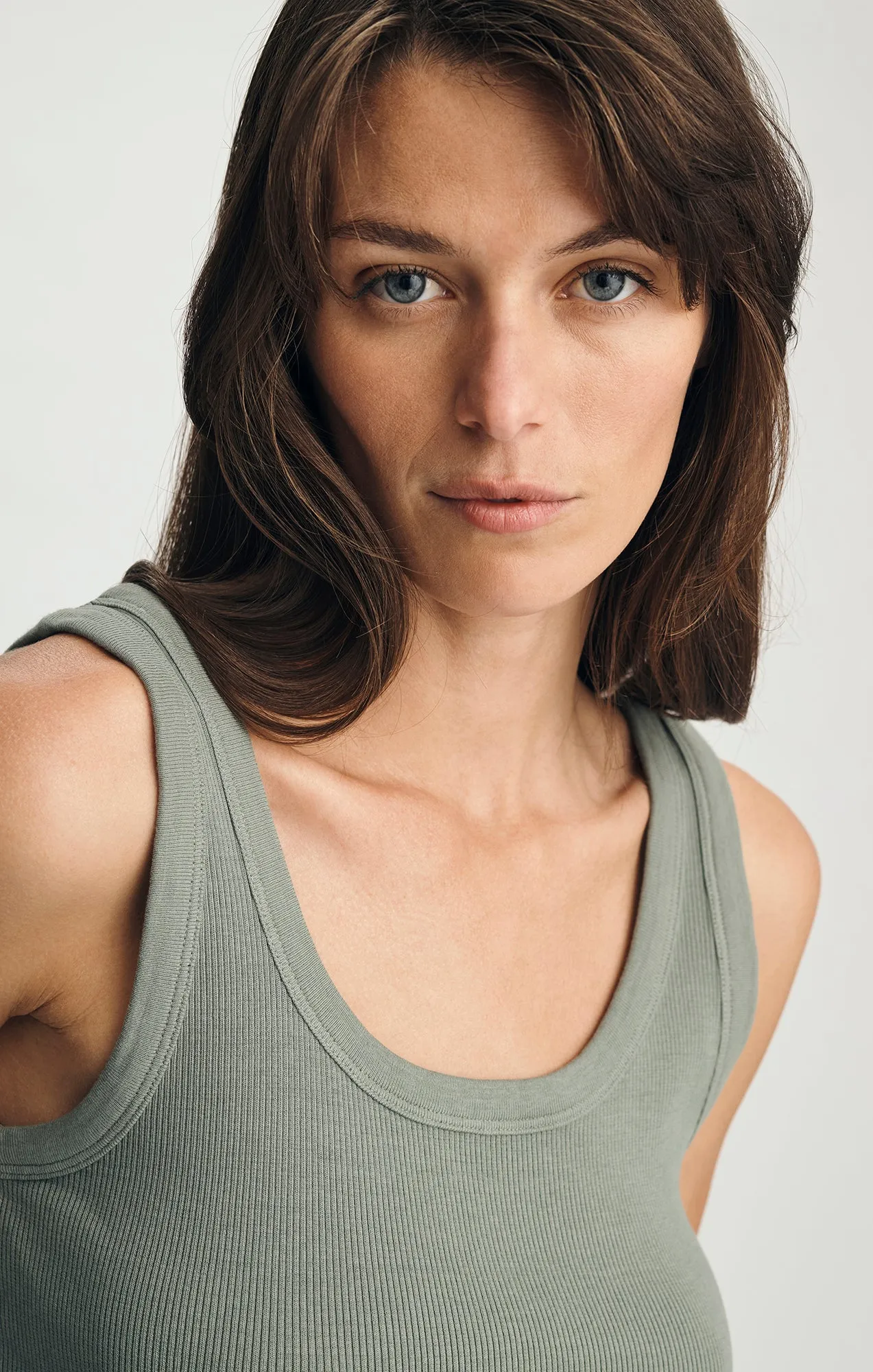 RIBBED SQUARE NECK TANK TOP IN SEA SPRAY sold by Mavi product image thumbnail 3