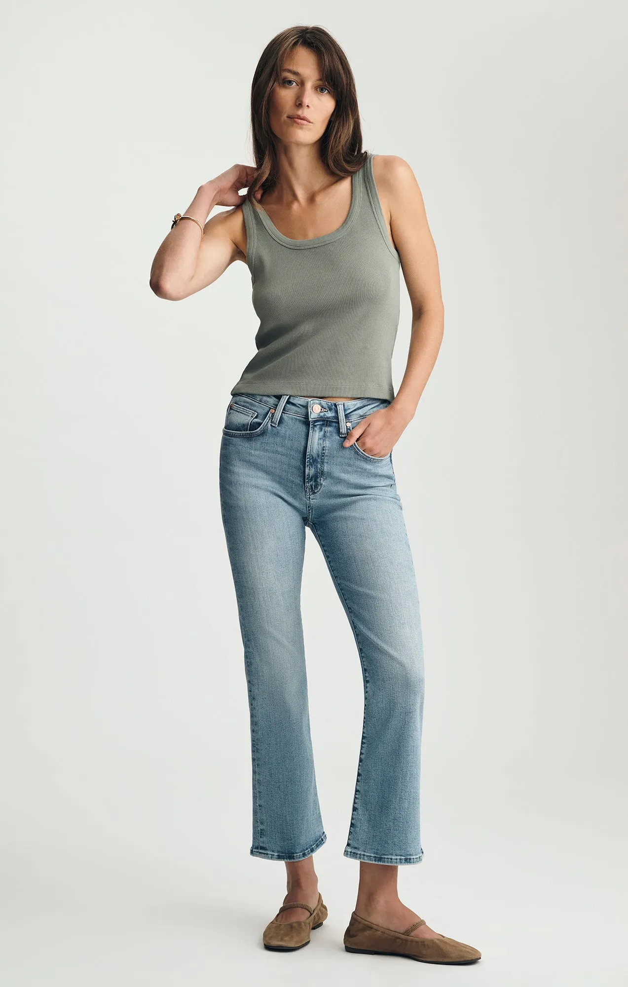 RIBBED SQUARE NECK TANK TOP IN SEA SPRAY sold by Mavi product image thumbnail 4