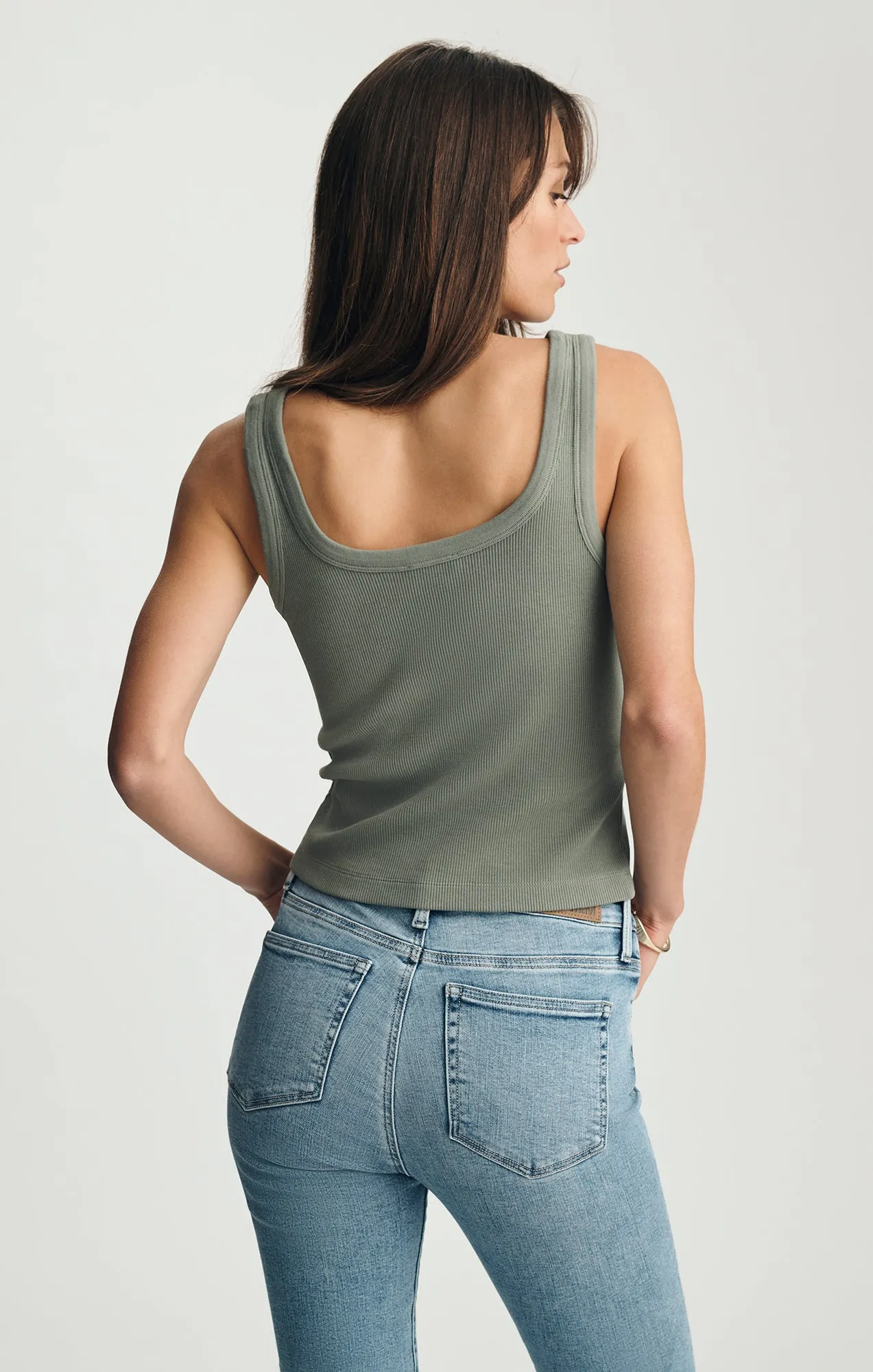 RIBBED SQUARE NECK TANK TOP IN SEA SPRAY sold by Mavi product image thumbnail 2
