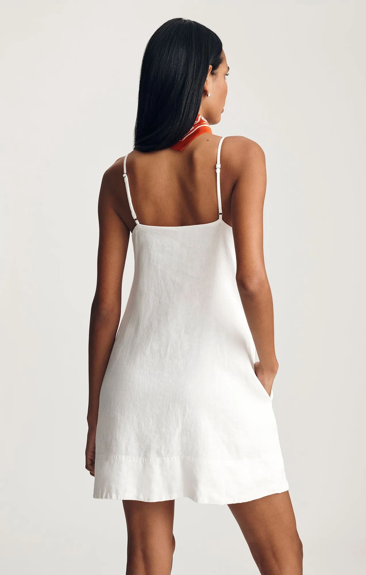LINEN CAMI MINI DRESS IN WHITE sold by Mavi product image thumbnail 4