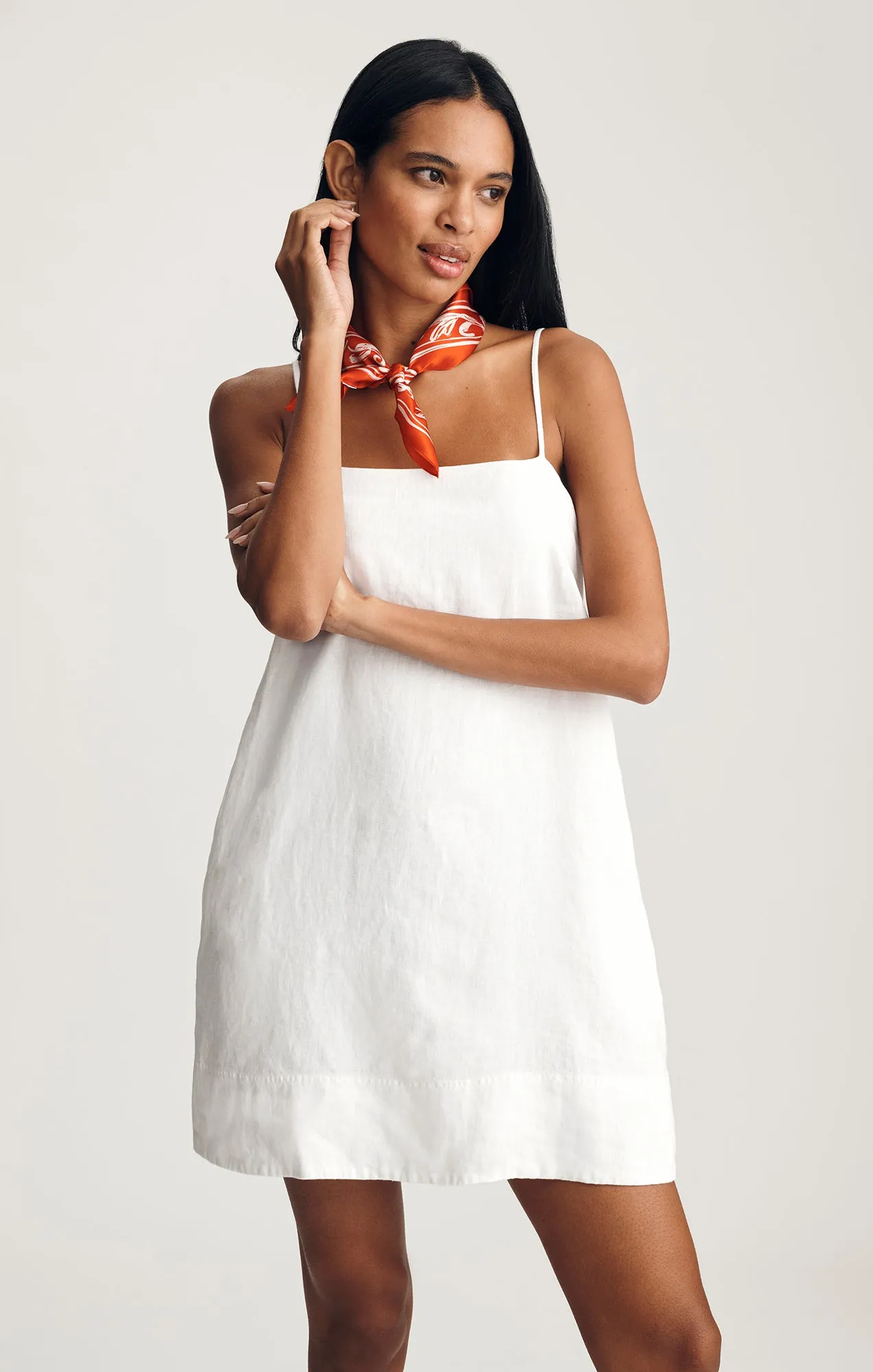 LINEN CAMI MINI DRESS IN WHITE sold by Mavi product image thumbnail 3