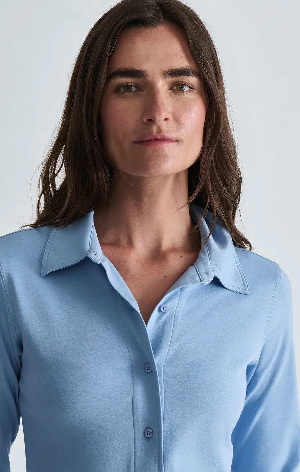 SLIM BUTTON-UP SHIRT IN BEL AIR BLUE sold by Mavi product image thumbnail 5