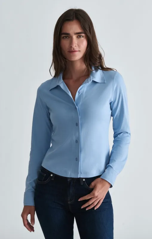 SLIM BUTTON-UP SHIRT IN BEL AIR BLUE made by Mavi