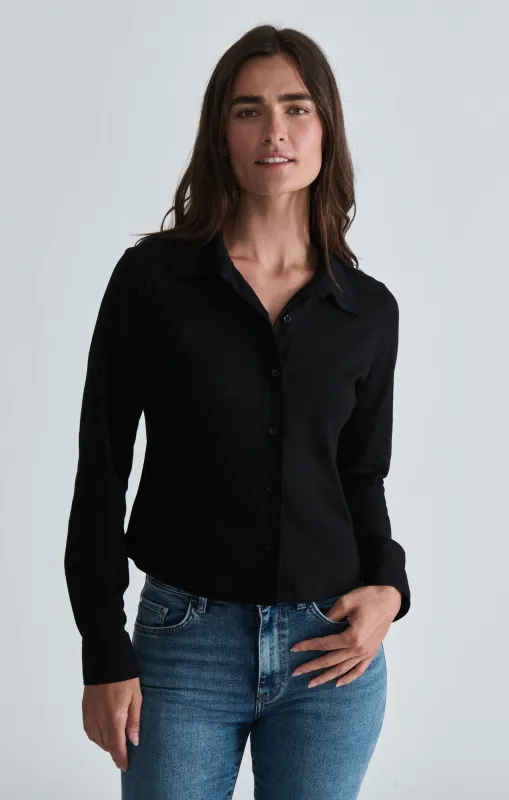 SLIM BUTTON-UP SHIRT IN BLACK made by Mavi