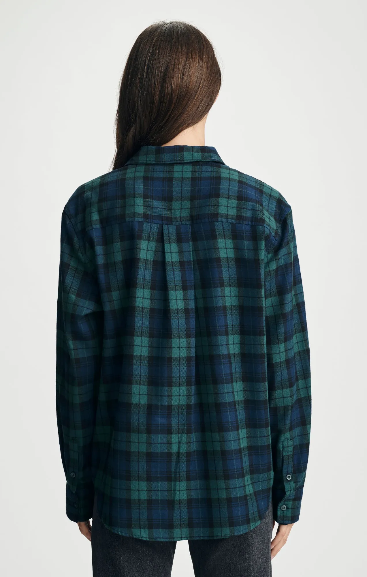 COTTON FLANNEL BUTTON-UP SHIRT IN NAVY CHECK sold by Mavi product image thumbnail 4