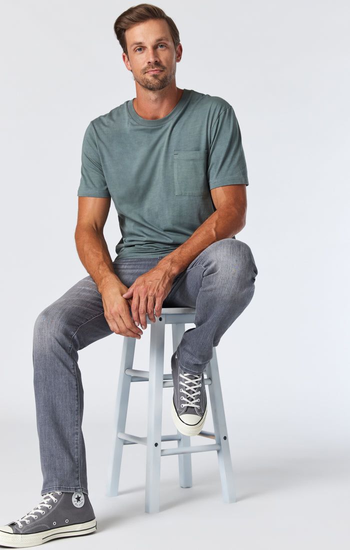 JAKE SLIM LEG IN MID GREY BRUSHED FEATHER BLUE sold by Mavi