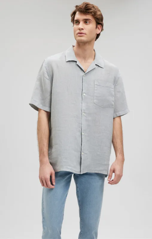 LINEN SHORT SLEEVE SHIRT IN HARBOR MIST sold by Mavi