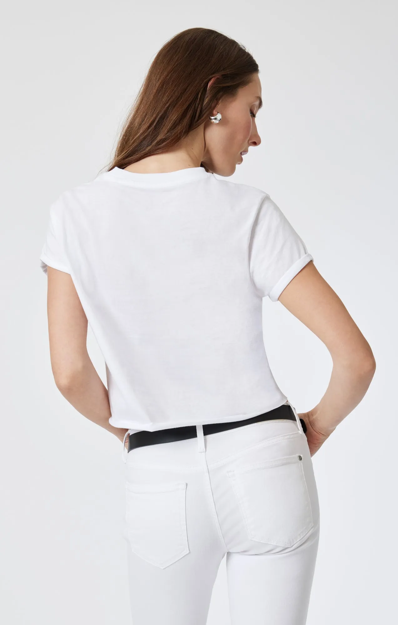 WOMEN'S SHORT SLEEVE CROP T-SHIRT IN WHITE sold by Mavi product image thumbnail 5