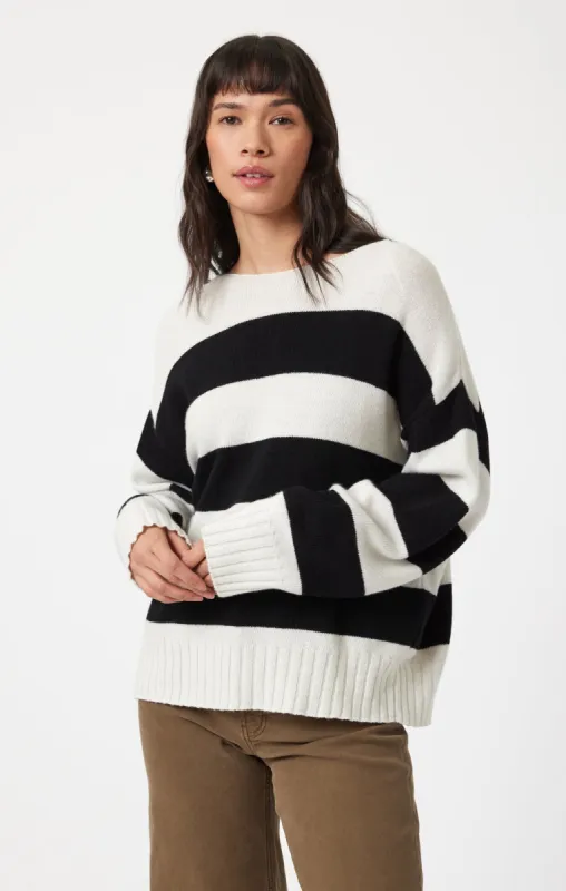 BOAT NECK SWEATER IN BLACK STRIPE sold by Mavi