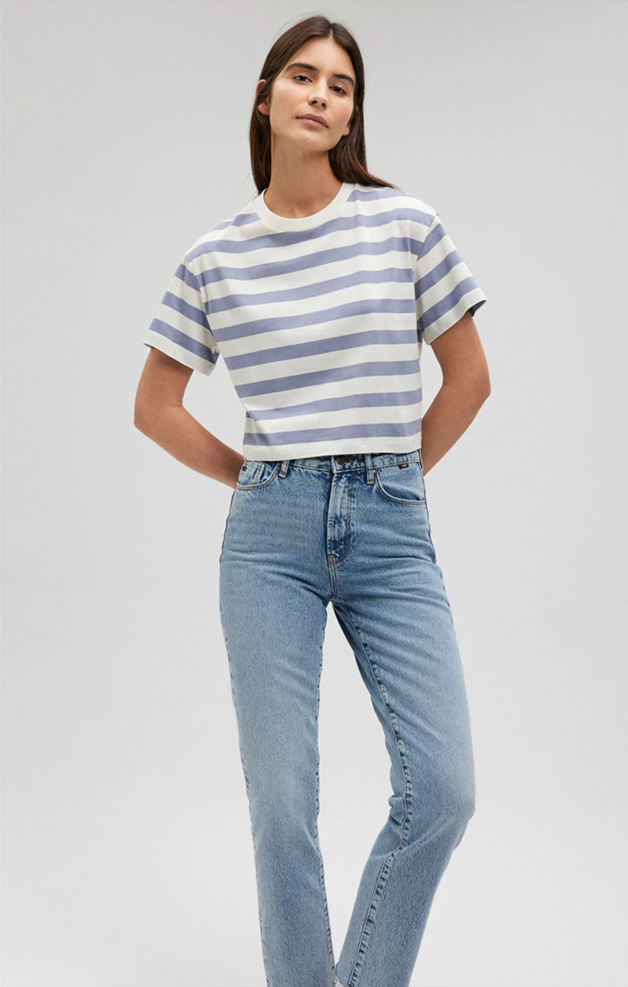STRIPED CREW NECK T-SHIRT IN TEMPEST STRIPE sold by Mavi product image thumbnail 2