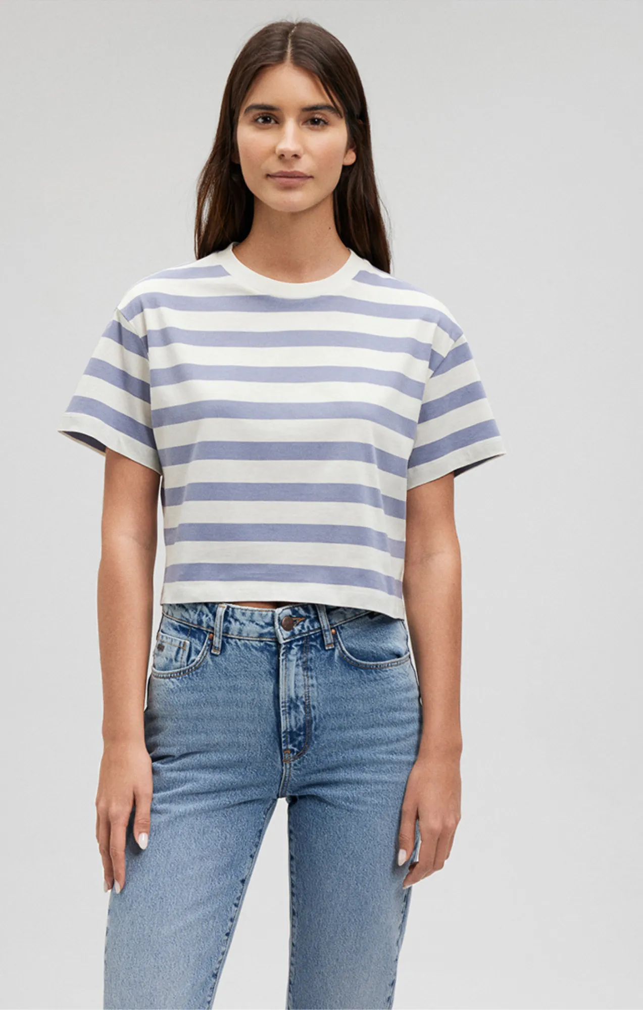 STRIPED CREW NECK T-SHIRT IN TEMPEST STRIPE sold by Mavi product image thumbnail 3