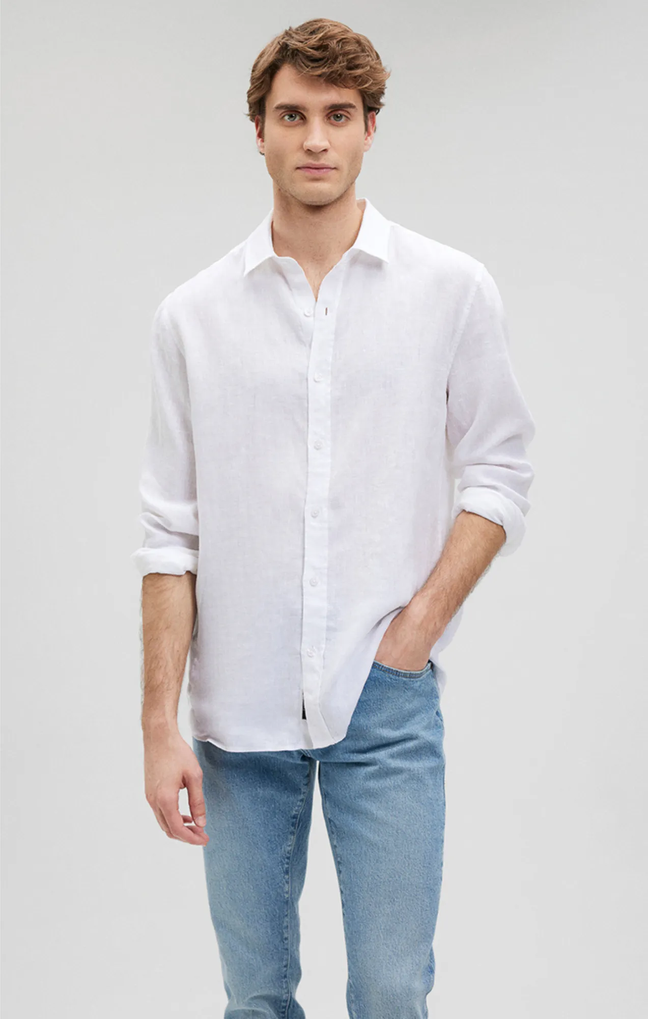LINEN BUTTON-UP SHIRT IN WHITE sold by Mavi