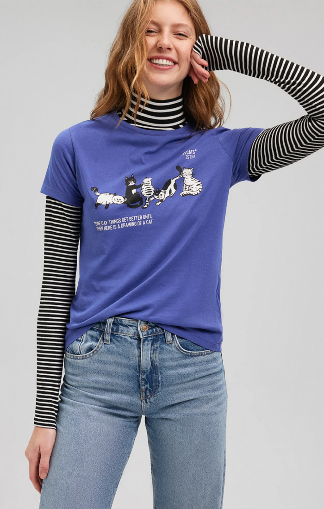 LAZY CAT T-SHIRT IN CADET sold by Mavi product image thumbnail 2