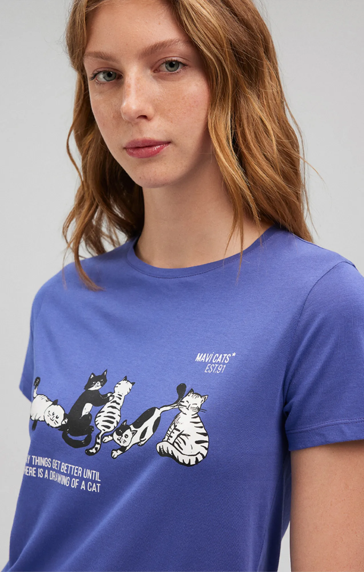 LAZY CAT T-SHIRT IN CADET sold by Mavi product image thumbnail 5