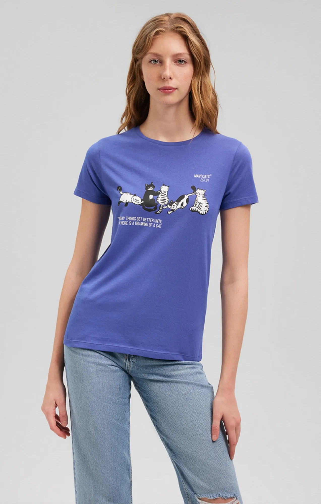 LAZY CAT T-SHIRT IN CADET sold by Mavi product image thumbnail 4