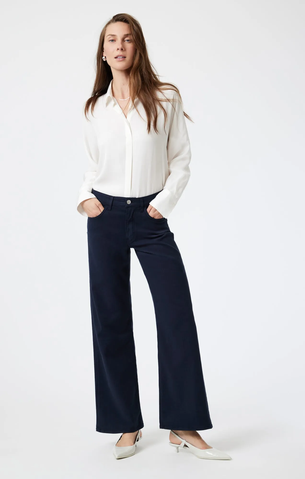 ALENA WIDE LEG IN MIDNIGHT LUXE TWILL sold by Mavi