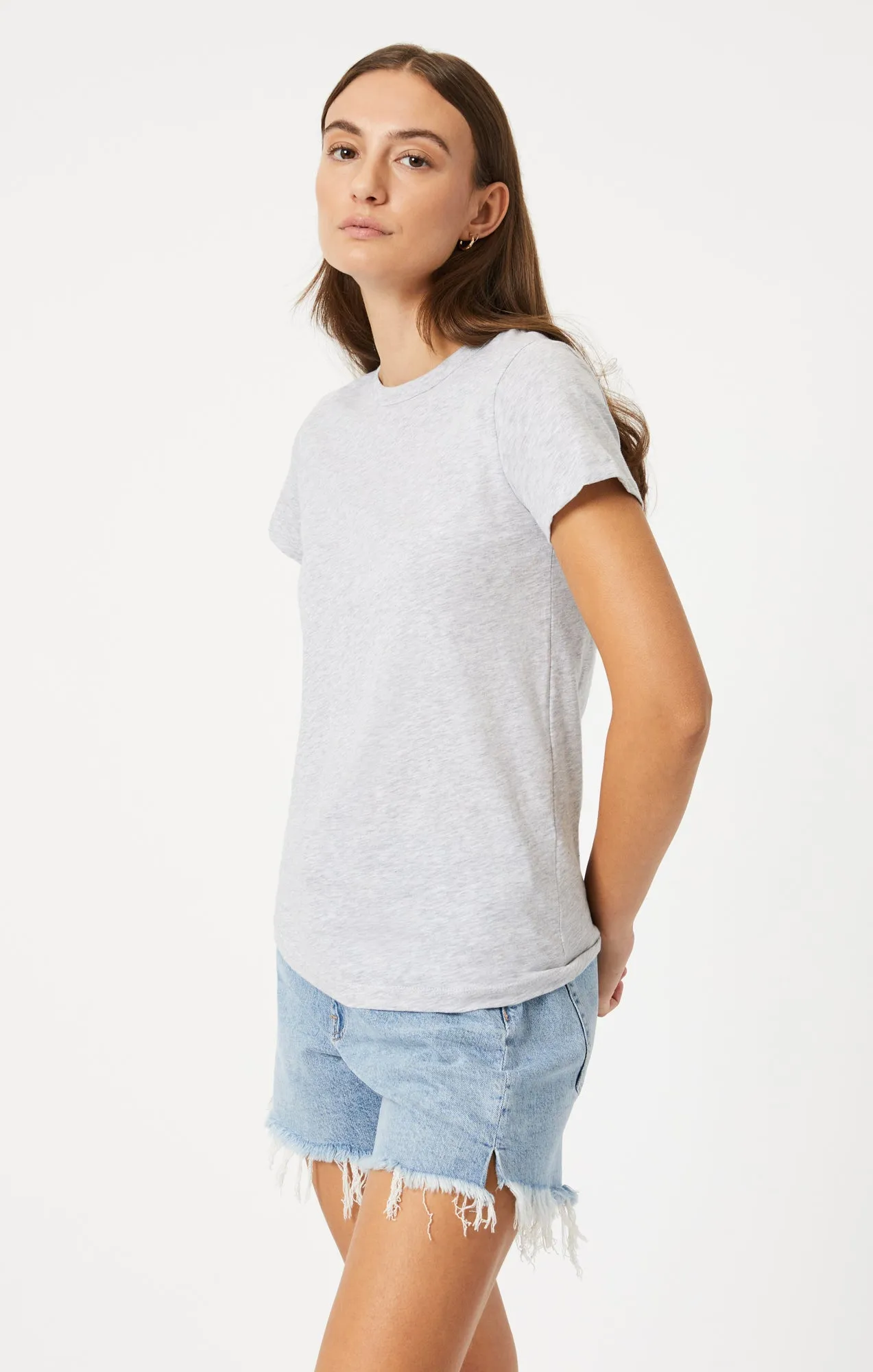 SLIM CREW NECK T-SHIRT IN SNOW GREY MELANGE sold by Mavi product image thumbnail 2