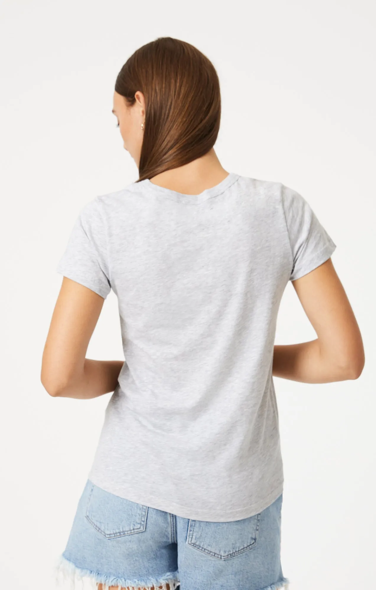 SLIM CREW NECK T-SHIRT IN SNOW GREY MELANGE sold by Mavi product image thumbnail 3