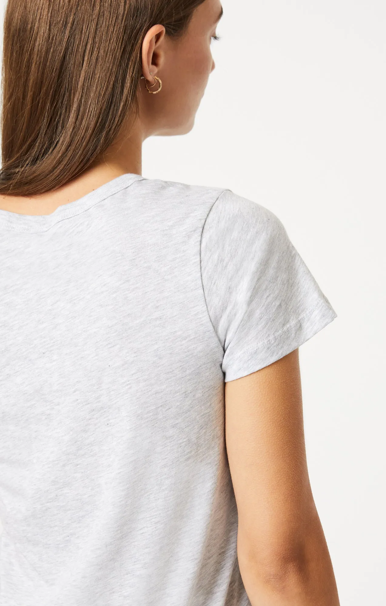 SLIM CREW NECK T-SHIRT IN SNOW GREY MELANGE sold by Mavi product image thumbnail 5