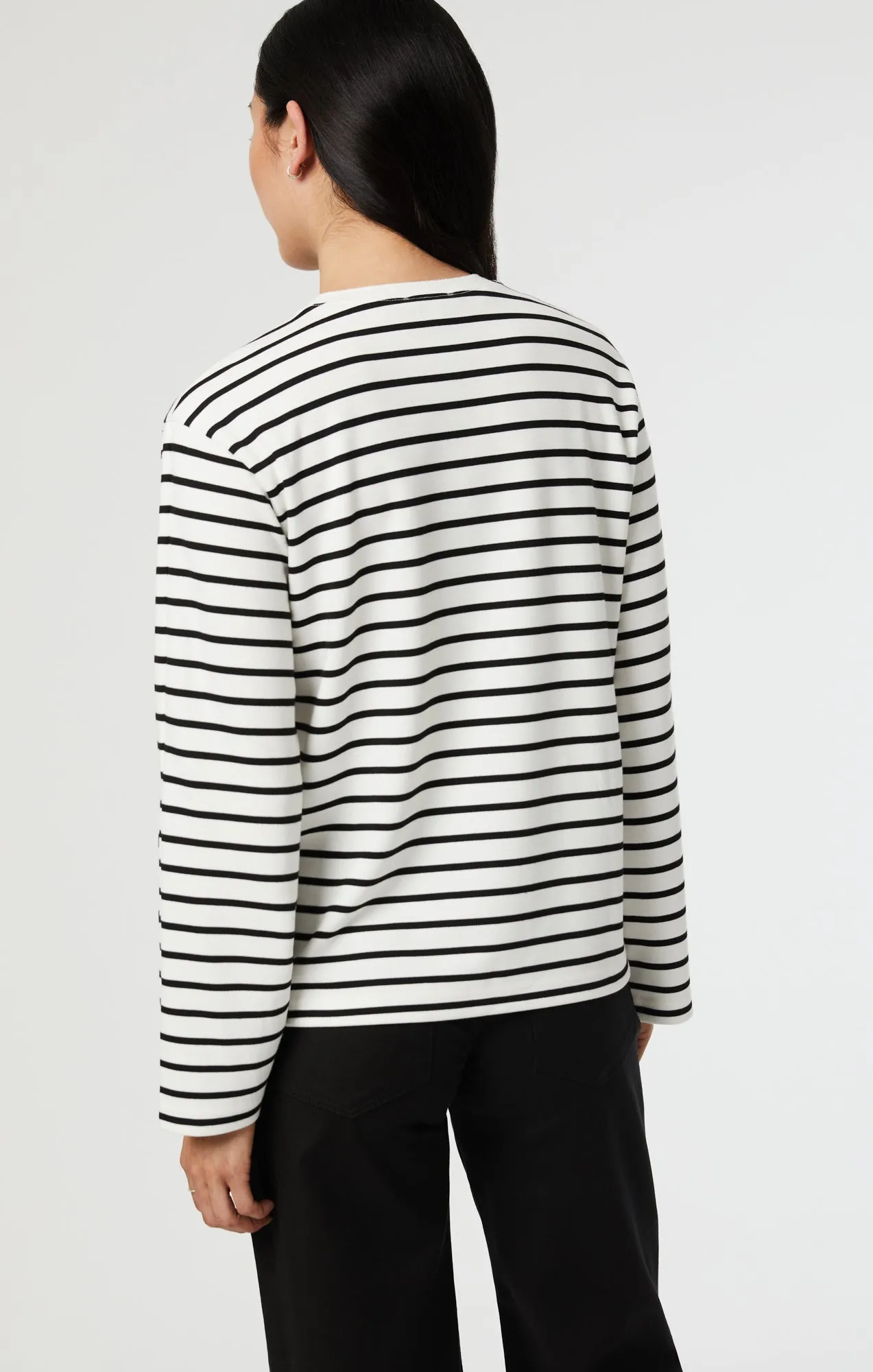 STRIPED LONG SLEEVE BLOUSE IN BLACK AND WHITE STRIPE sold by Mavi product image thumbnail 3