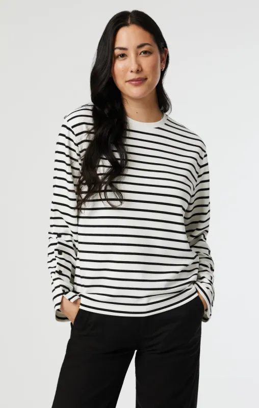 STRIPED LONG SLEEVE BLOUSE IN BLACK AND WHITE STRIPE sold by Mavi