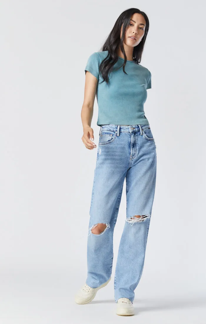 BARCELONA WIDE LEG JEANS IN LIGHT RIPPED ORGANIC BLUE sold by Mavi