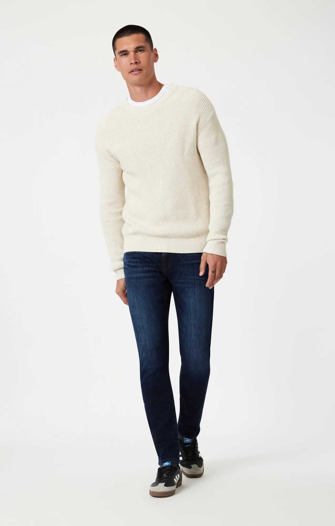 JAKE SLIM LEG IN DEEP BRUSHED FEATHER BLUE sold by Mavi