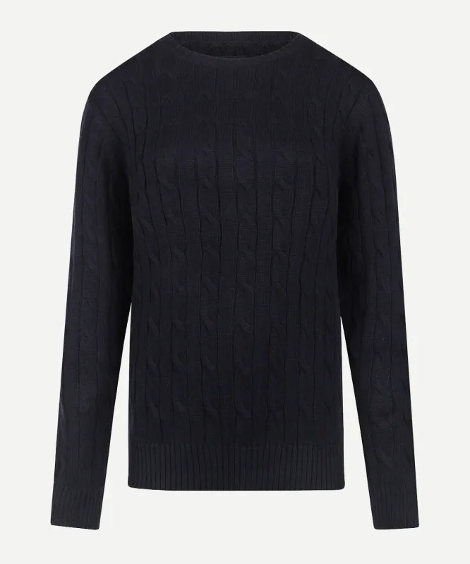Sweater Cable Knit Cotton-Cashmere Round Neck | Navy sold by McGregor