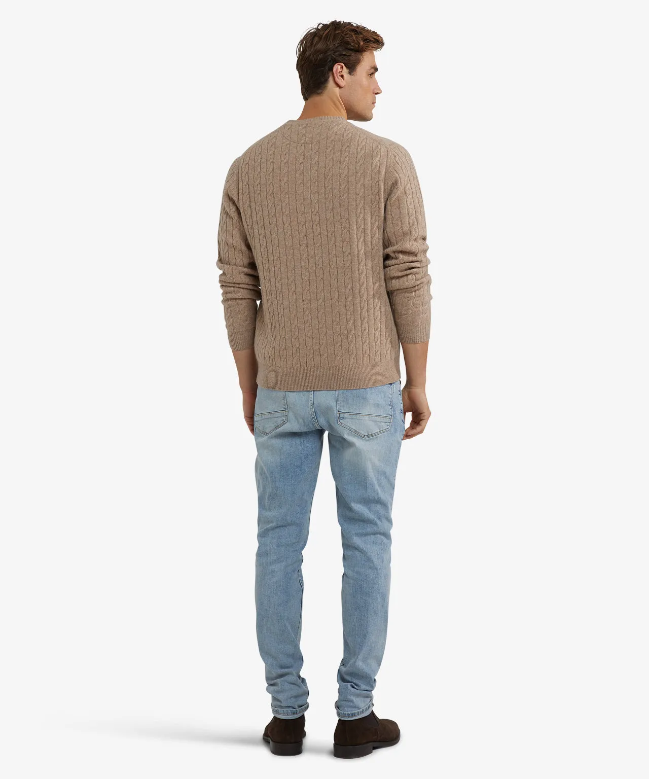 Lambswool Round Neck Cable Knit Sweater | Sand sold by McGregor product image thumbnail 5