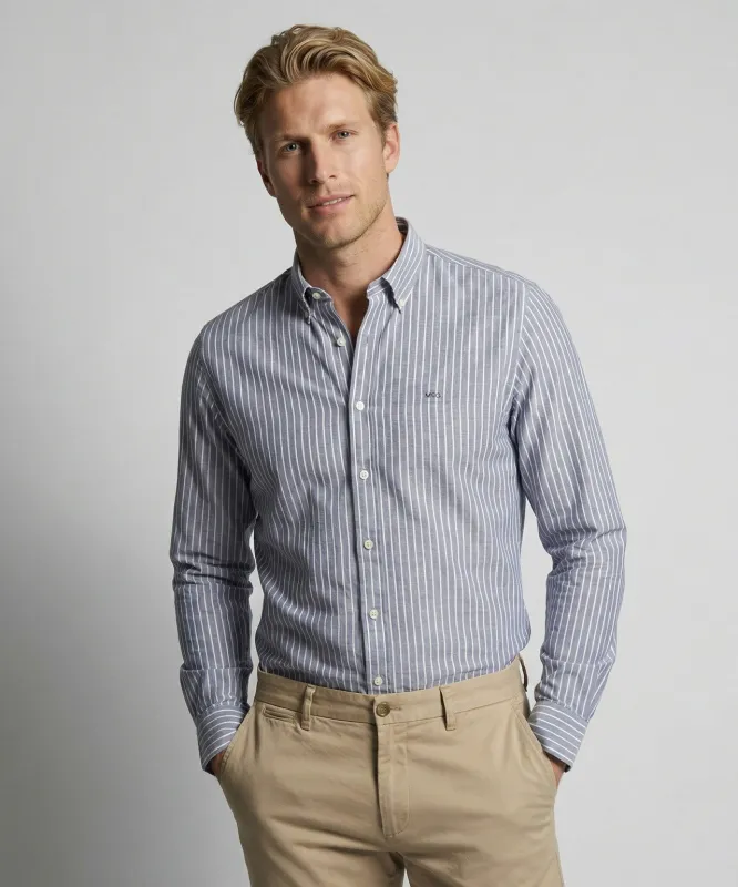 Shirt Cotton Linen Stripe | Indigo made by McGregor
