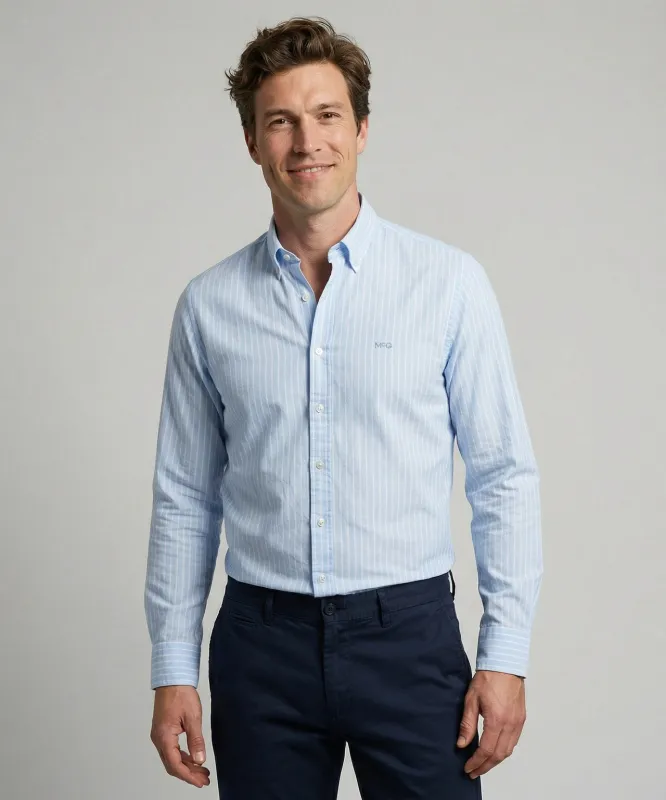 Shirt Cotton Linen Stripe | Light Blue made by McGregor