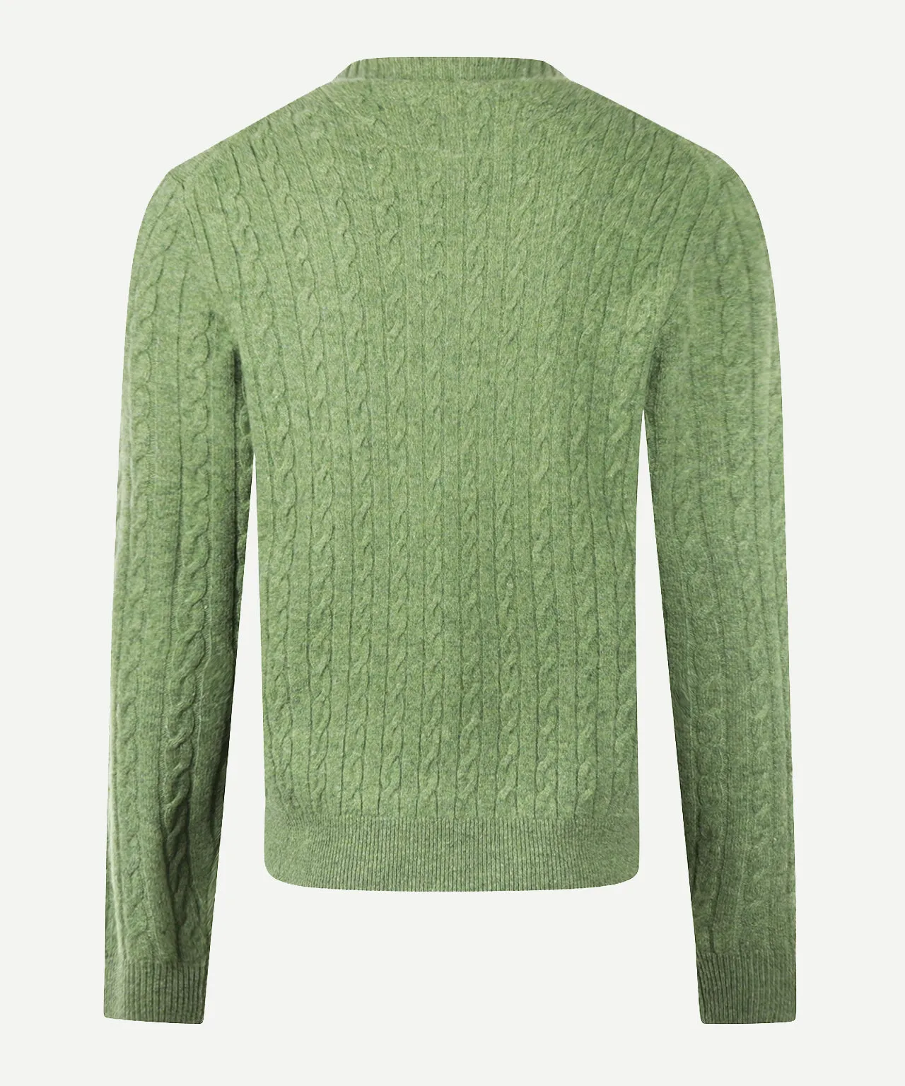 Lambswool Round Neck Cable Knit Sweater | Moss Green sold by McGregor product image thumbnail 4