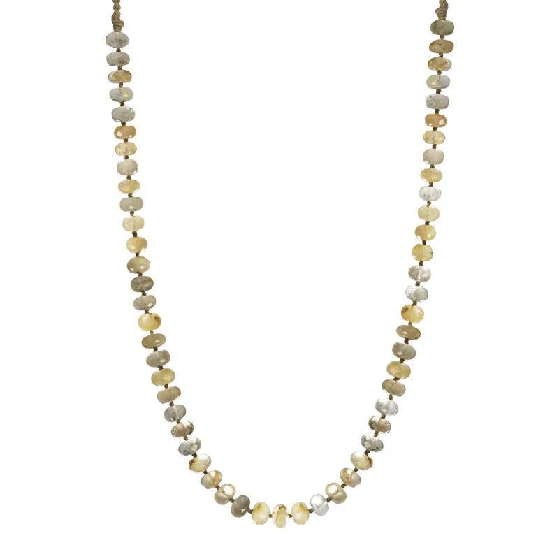 Sterling Silver Rutilated Quartz Rondel Bead Necklace on Cord sold by Me & Ro