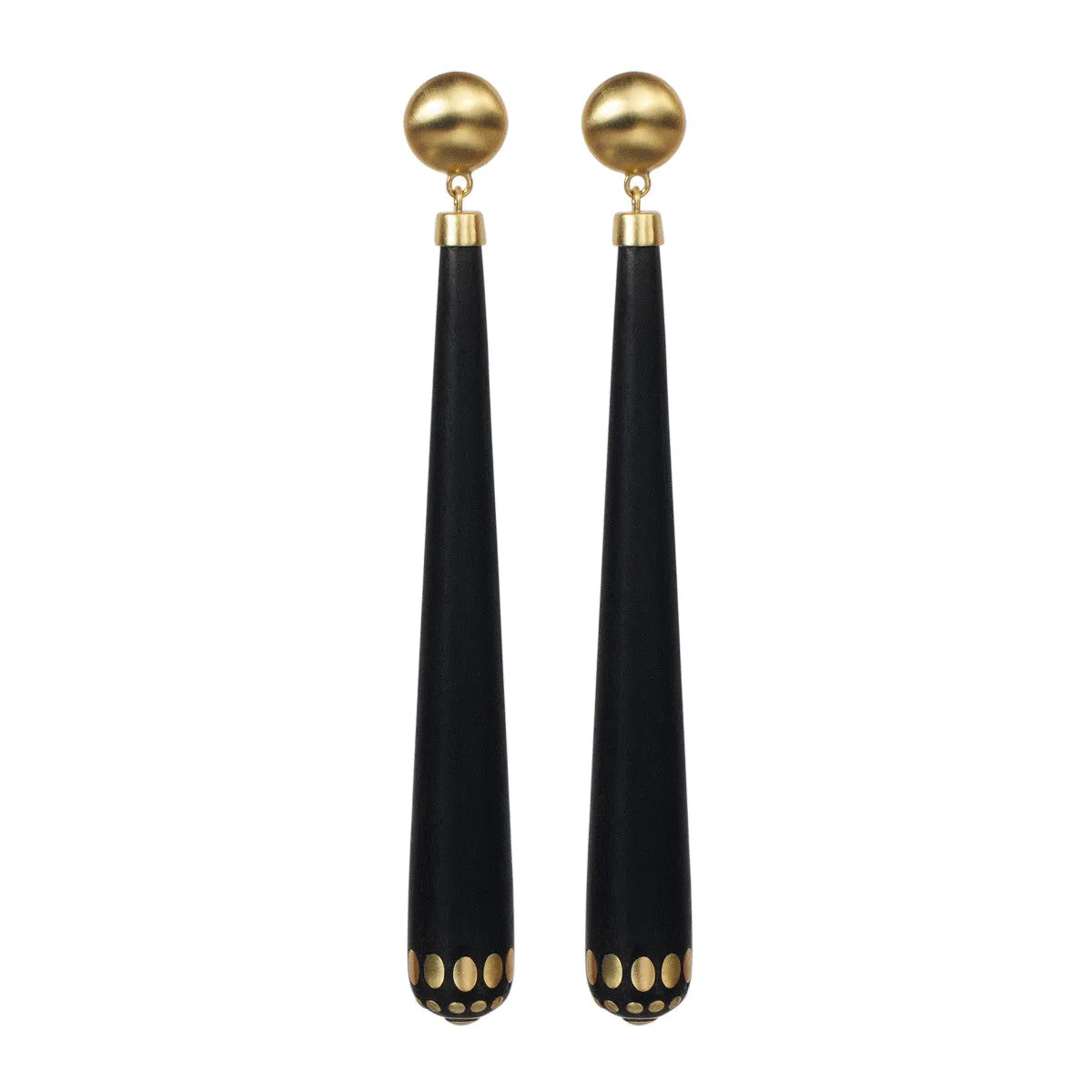 18K Gold Long Ebony Teardrop Earrings sold by Me & Ro