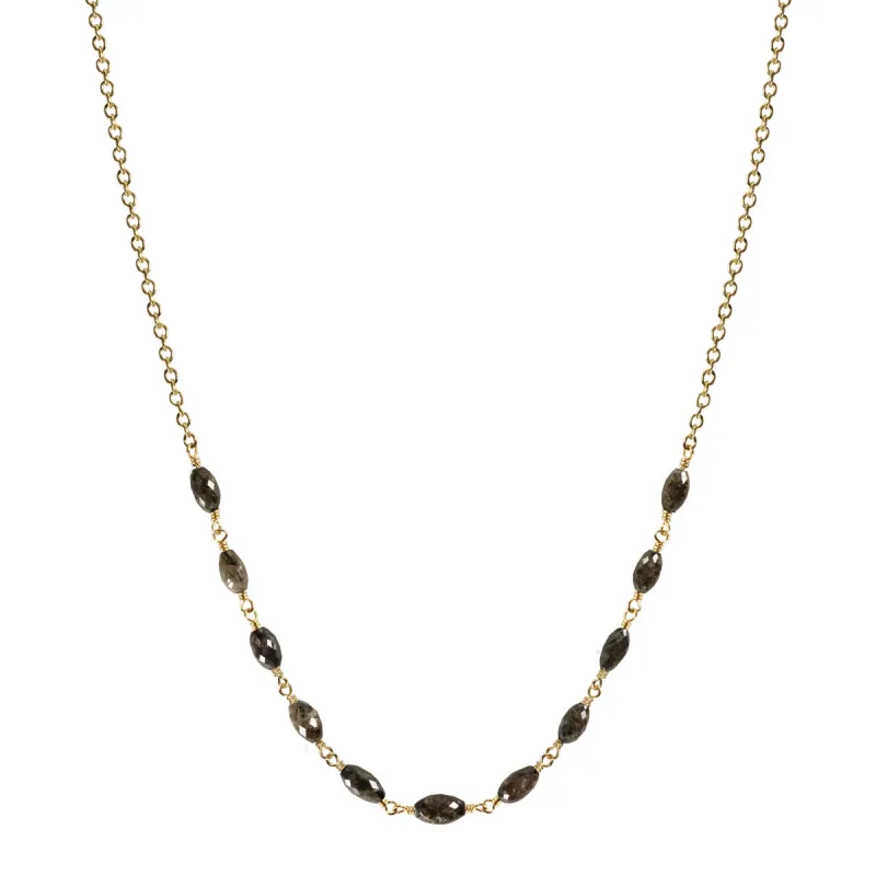 18K Gold 11 Natural Opaque Grey Diamonds on Chain sold by Me & Ro