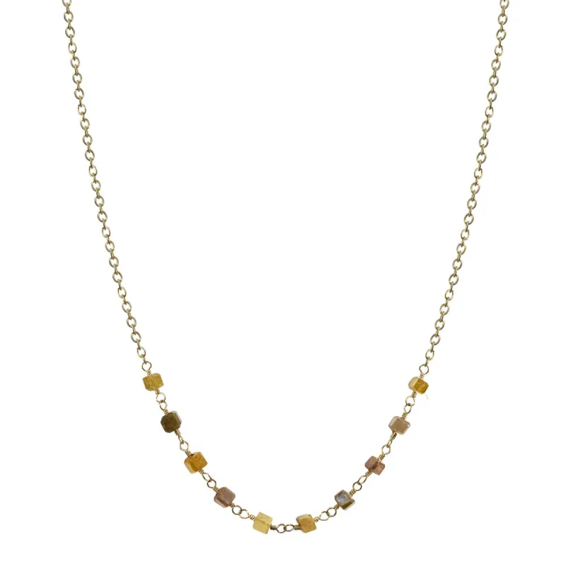 18K Gold Natural Square Opaque Diamond Bead Necklace sold by Me & Ro