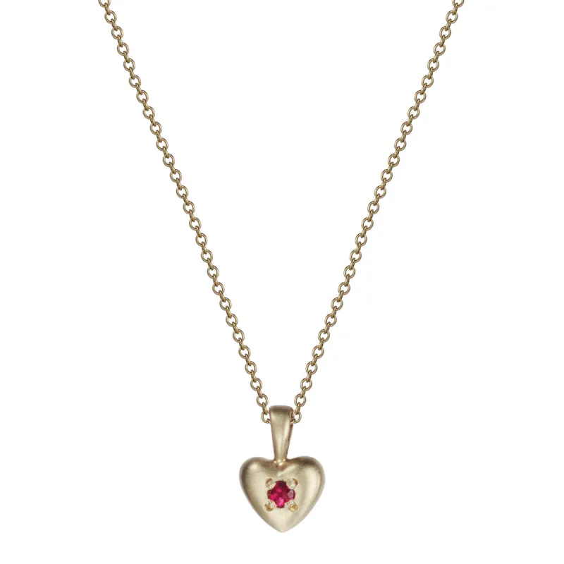 10K Gold Tiny Heart Pendant with Ruby sold by Me & Ro