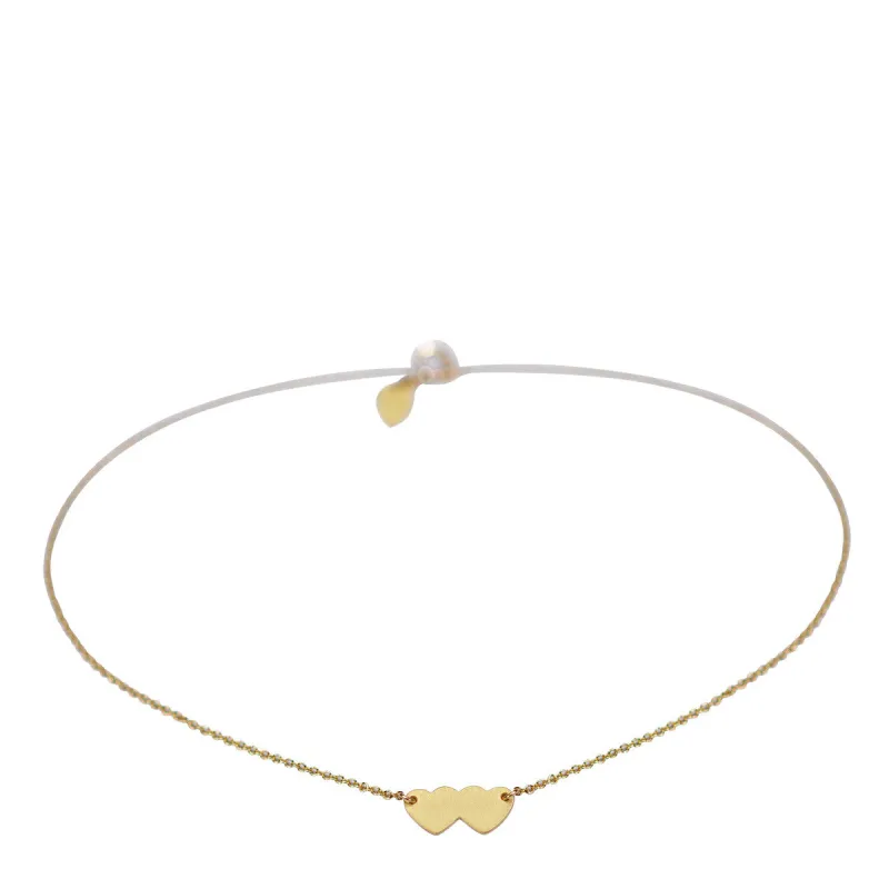 10K Gold Small Double Heart Anklet sold by Me & Ro