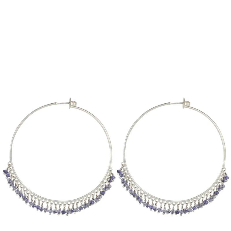 Sterling Silver Large Iolite Endless Hoop Earrings sold by Me & Ro