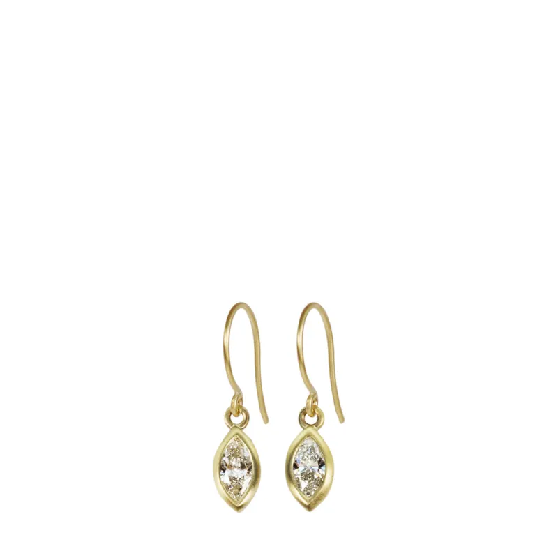 18K Gold Marquise Diamond Drop Earrings sold by Me & Ro