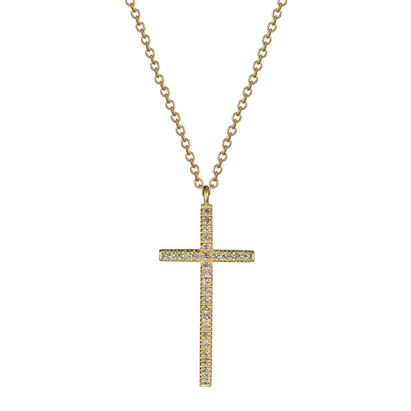 18K Gold Diamond Pave Cross Pendant sold by Me & Ro